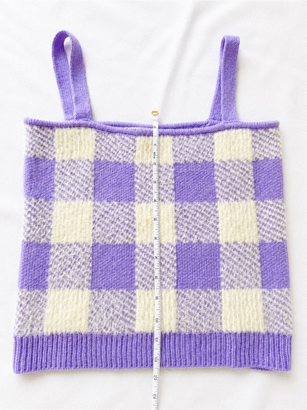 Willow & Wind Lavender Gingham Knit Sweater Tank Top Cottagecore 2000s Soft Girl - Picture 5 of 5